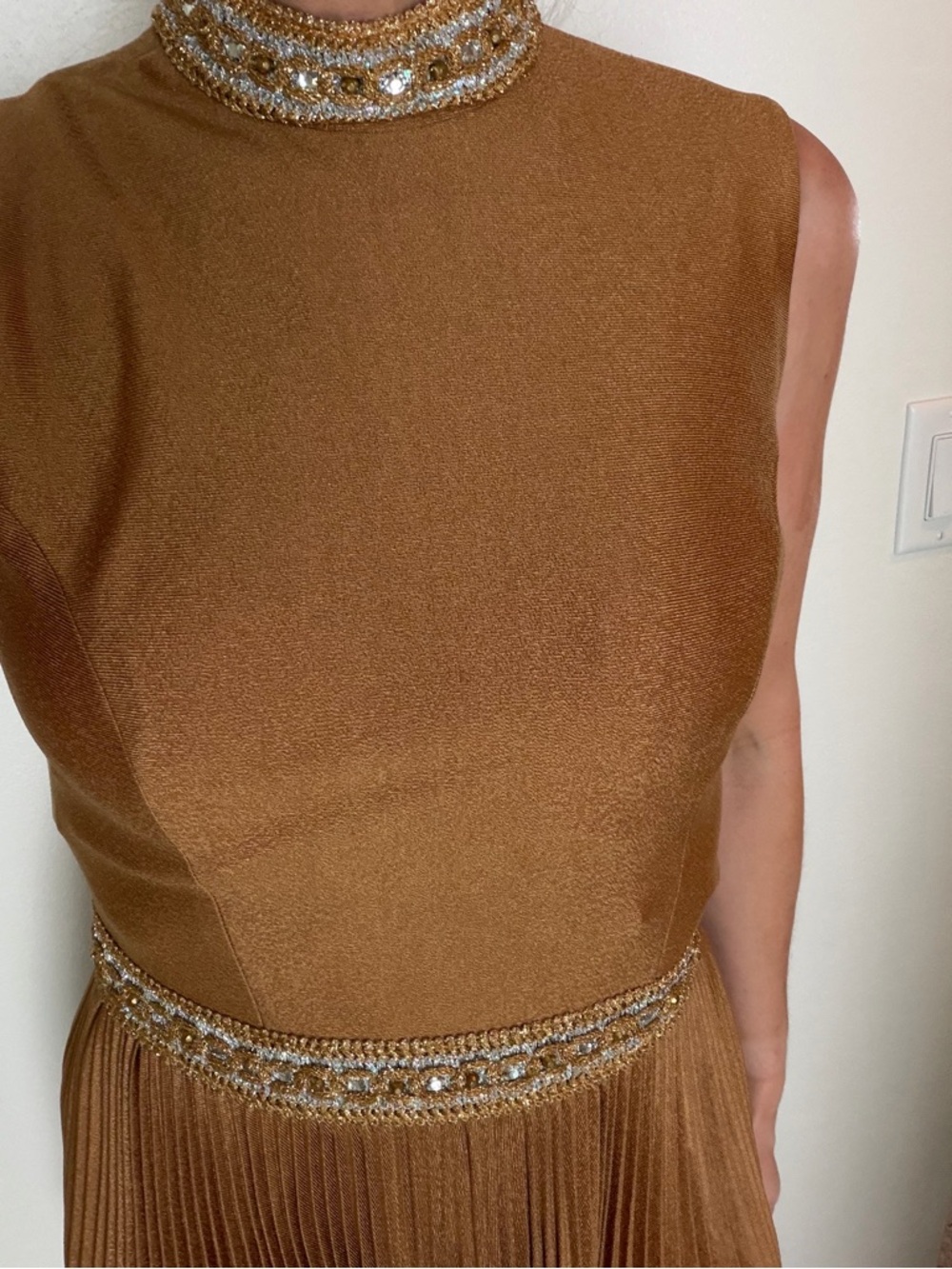 Vintage Miss Theme New York gold 60’s Palm Royal mini party cocktail dress 6 - Picture 2 of 11